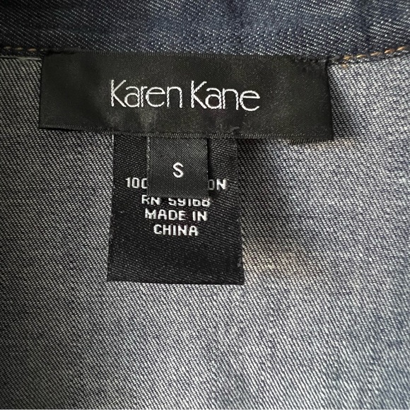 Karen Kane Blue Denim Tunic Button Down Top with Long Cuffed Sleeve for Women - Picture 6 of 6